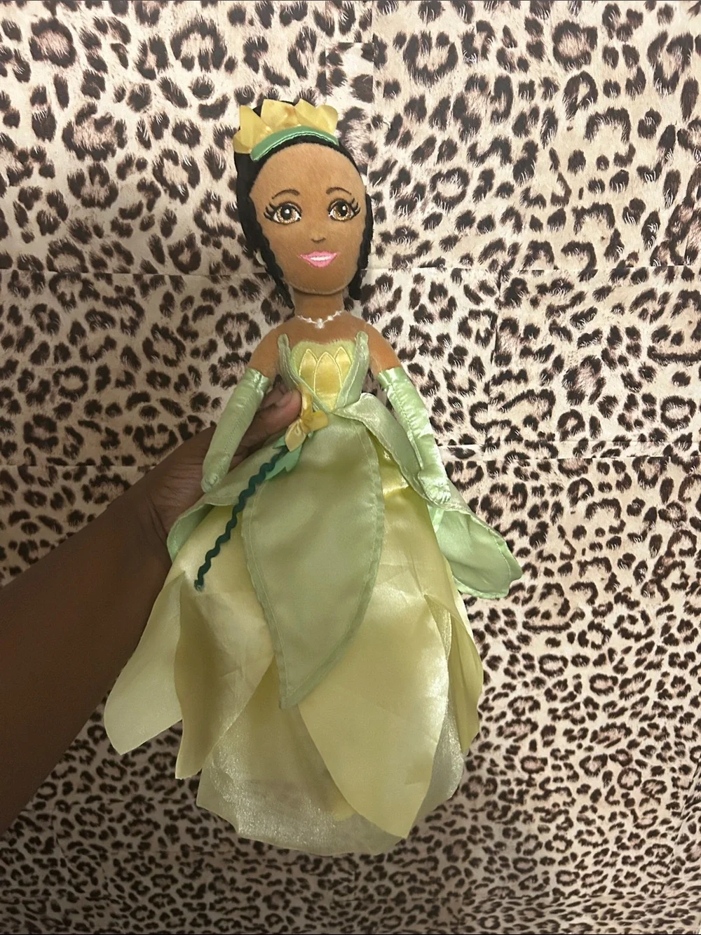 Princess Tiana Doll Plush Toy - Soft Kids Dress-Up Doll